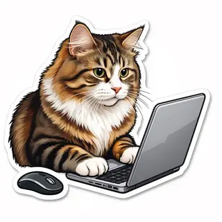 Кот за ноутбуком. GigaChat. Кот за ноутбуком. GigaChat.