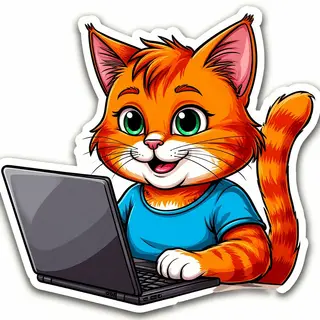 Позитивный кот айтишник. Нейросеть Шедеврум.