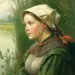 middle ages young woman in peasant clothes